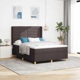 Maison Exclusive - Lit boxspring avec bandes lumineuses LED, marron, 140 x 190 cm, tissu