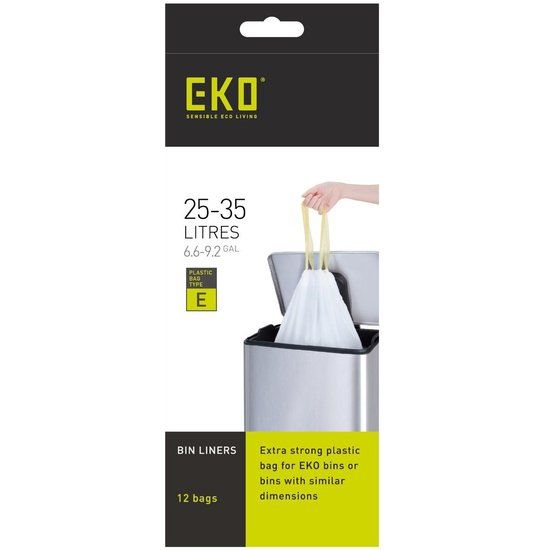 EKO Afvalzakken Type E - 25-35 Liter - 12 Zakken - Met Trekbandsluiting