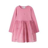 NAME IT MINI robe mi-longue avec broderies et imprimé - rose