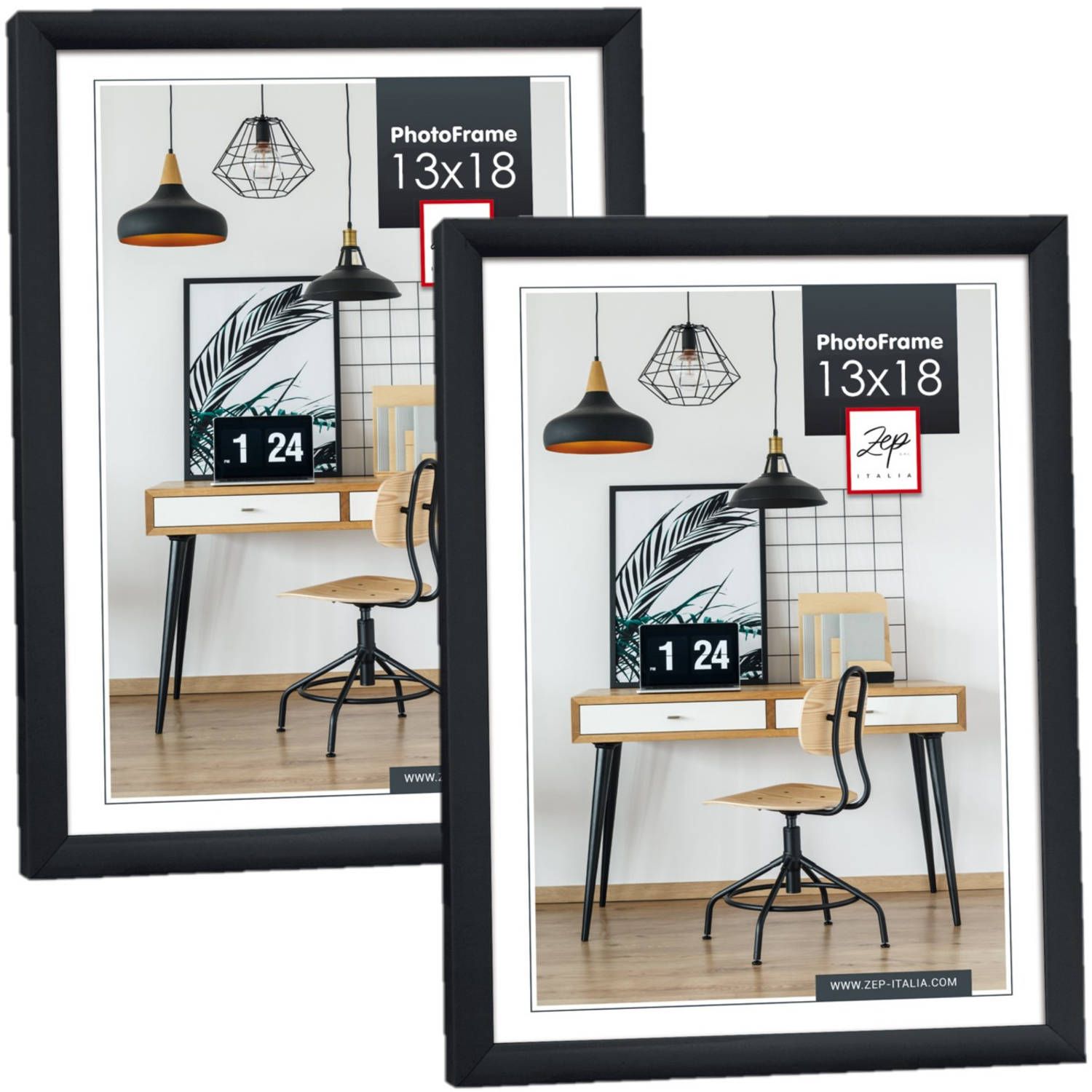 Zep Fotolijst - 2 Stuks - Zwart - Kunststof - 13 x 18 cm