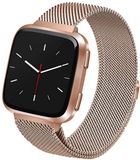 By Qubix Qubix - Compatible Fitbit bandje - Milanese bandje - Maat: Large - Champagne Goud