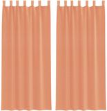 vidaXL - Gordijnen - voile - met - lussen - 2 - st - terracotta - 140x225 - cm