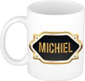 Bellatio Decorations Naam cadeau mok - Michiel - Zwart - Keramiek - 300 ml