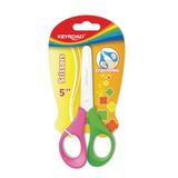 Kinderschaar Keyroad Kinderschaar van metaal, maat 13 cm, groen en roze, schaar voor kinderen met ronde punt, ideaal schoolmateriaal voor knutselwerk.