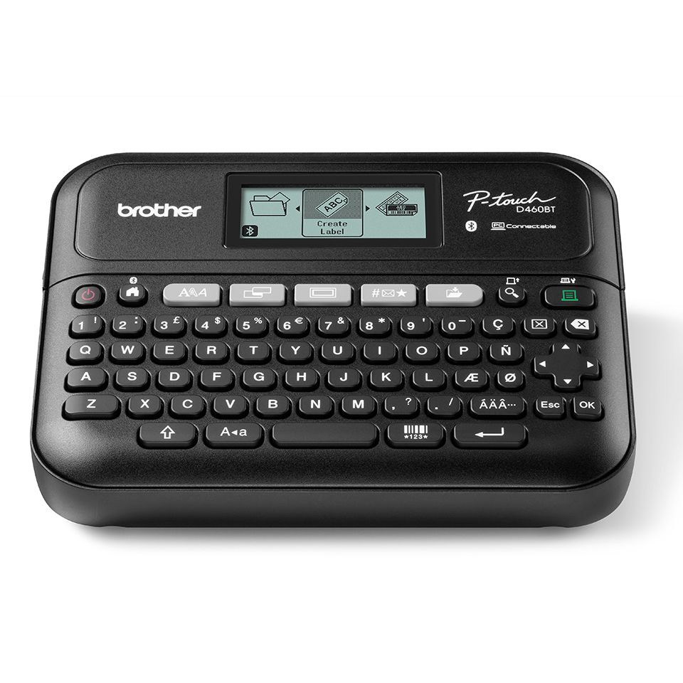 Brother PT-D460BTVP Label Printer - Thermal Transfer, 180x180 DPI, 30mm/sec, Wired/Wireless, TZe, Bluetooth, QWERTY