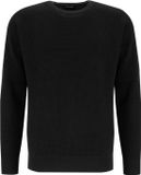 OLYMP Casual modern fit trui structuur - katoenmengsel - O-hals - zwart