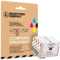ELECTRO DEPOT Epson E603 Pack XL Zwarte en Gekleurde Inktpatroon (Zeesterren)