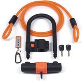 Xolid Fietsslot of scooter slot - 18x24 cm - Oranje - Beugelslot - Met extra kabel