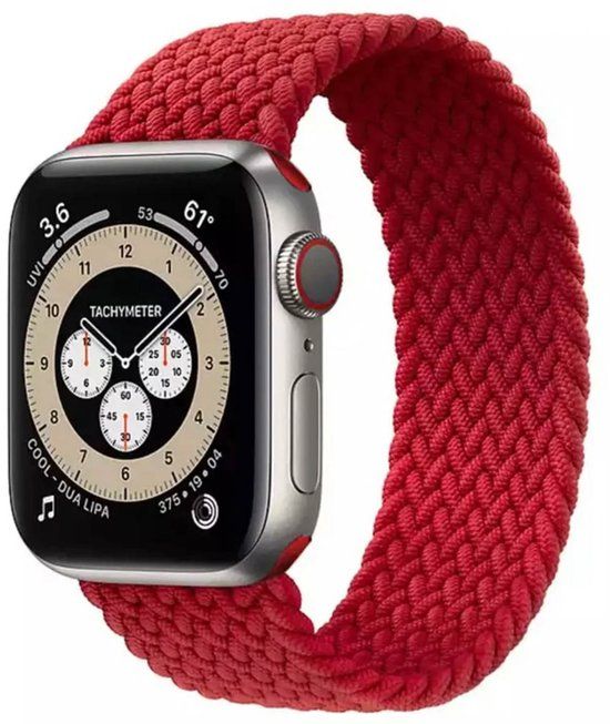 Apple Gevlochten solobandje voor de Apple Watch | 44/45/46/49 mm - Maat 4 - (Product) Red
