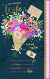 Wishing Floral Design Studios Wishing Well Luxe handgemaakte trouwverjaardagskaart voor vrouw | 7 x 11