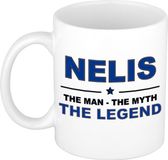 Bellatio Decorations Nelis mok - man myth legend - koffiemok - 300 ml - donkerblauw - keramiek