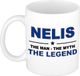 Bellatio Decorations Nelis mok - man myth legend - koffiemok - 300 ml - donkerblauw - keramiek