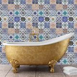 Walplus - Muursticker - Mozaïek Tegel Patroon - Blauw/Bruin