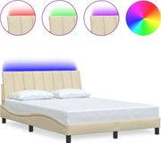 vidaXL Bedframe - Hanko - Stof - Crèmekleurig - 140x190 cm