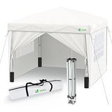 VOUNOT Tuinpaviljoen, 3 x 3 m, opvouwbaar, met 4 zijden en 4 zandzakken, wit
