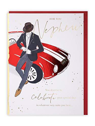 Clintons Clintons: Nephew Klassieke Auto Met Dapper Chap Verjaardagskaart, 149x195mm