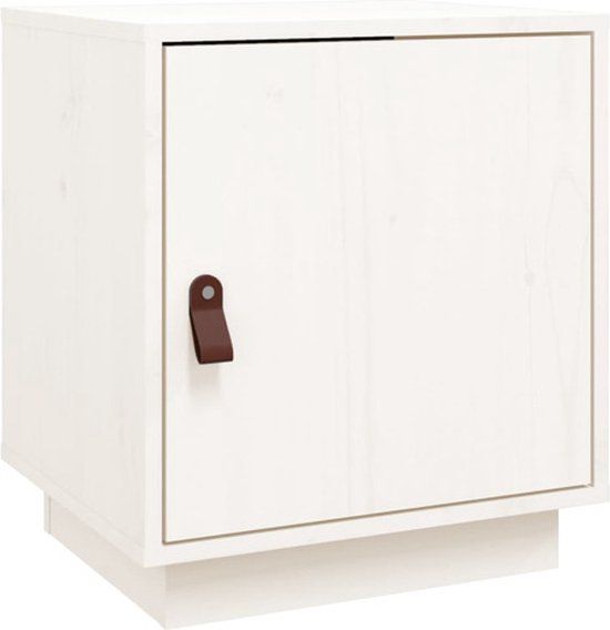 vidaXL Nachtkastje 40x34x45 cm massief grenenhout wit