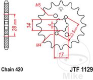 JT Pignon 12Z PAS 420 Grande roue dentée 4 alésage 14/17