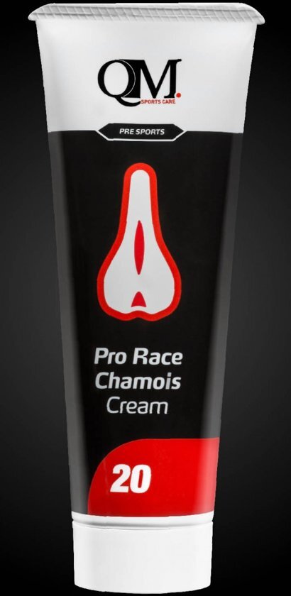 QM SPORTSCARE PRO RACE CHAMOIS CREAM Hele fijne broekzalf specifiek afgestemd op de fietsende heer : de MEN S CHOICE CHAMOIS CREAM Tea tree zorgt ook hier voor een enorme bescherming naast een massa andere etherische oliÃ«n kortom: 100% topkwaliteit In een tube van 150