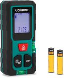 VONROC Laser Afstandsmeter – 50 meter bereik – Zeer compact formaat – meet afstand, oppervlakte, volume, Pythagorisch – Incl. handige rekenfuncties – Incl. batterijen