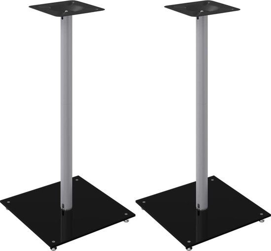 vidaXL Luidsprekerstandaards 2 stuks 1 pijler gehard glas zwart en zilver