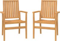 vidaXL Tuinstoelen stapelbaar 2 st 56,5x57,5x91 cm massief teakhout