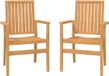 vidaXL Tuinstoelen stapelbaar 2 st 56,5x57,5x91 cm massief teakhout
