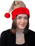 Merkloos Set van 2x Luxe Kerstmutsen Beige/Rood met Glitters en Pluche voor Volwassenen