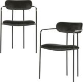WOOOD Ivy Eetkamerstoelen - Fluweel - Zwart - Set van 2