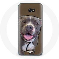 Maniacase Hoesje voor Samsung Galaxy A8 2016 Hond Pitbull Grijs Wit