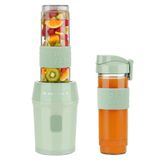 SWEISS Mini-blender, draagbare mixer, Smoothie MOOV7, 2 drinkflessen van 570 ml met reisdeksel, 4 roestvrijstalen messen, 300 W, vaatwasmachinebestendig, groen
