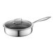 FLORINA Aristo Plus Roestvrijstalen Koekenpan | 26 cm | 3-laags Structuur | Antiaanbaklaag met Honingraateffect | Ovenbestendig | Ergonomische Handgreep | Spiegelglans | Voor Alle Soorten Kachels