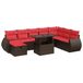 vidaXL 9-delige Loungeset met kussens, poly rattan, acacia, zwart