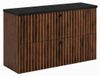 3xE living Meuble sous-vasque 80 cm, chêne noyer/noir, poignées noires