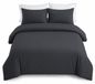 3-delige Housse de couette en microfibre brossée couleur anthracite