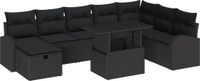 vidaXL Tuinbank Set 9 st Zwart poly-rattan