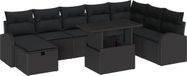 vidaXL Tuinbank Set 9 st Zwart poly-rattan