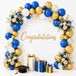 EDIESI, Ballonnenboog, blauw, 52 stuks + 2 linten, decoratie voor verjaardag, blauw en wit, Happy Birthday, afstudeerfeest, communie, blauw en goud, babyshower