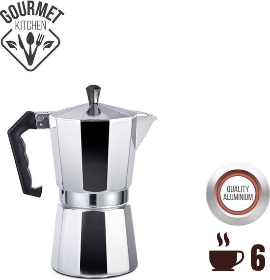 EDM Bol Espresso maker Aluminium 6 kops - Percolator - Italiaanse Koffiepot - Espresso