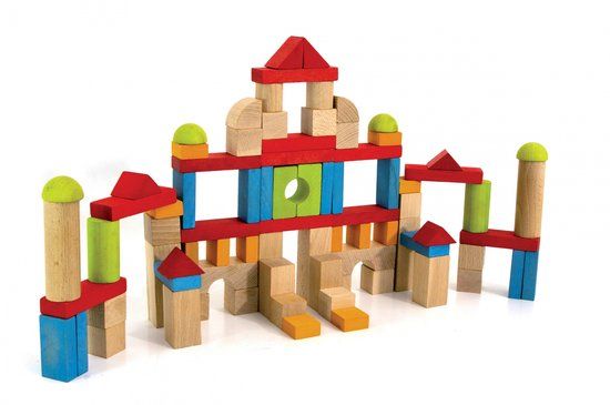 JEUJURA 8243 Bouwspeelgoed Hout Bouwset 82 Delig Veelkleurig
