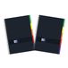 Oxford Black N'Colours Notitieboeken, A4+, microgeperforeerd, extra dik deksel, 100 vellen, geruit, 5 x 5 cm, verpakking met 2 schriften, 5 tabs