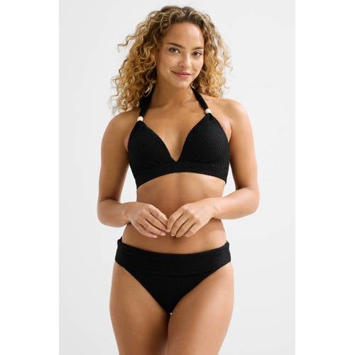 BEACHWAVE omslag bikinibroekje met lurex en textuur zwart