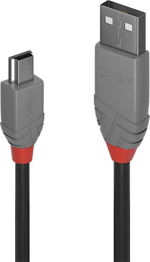 LINDY 36720 USB 2.0 A naar Mini USB B Kabel 20 cm Zwart