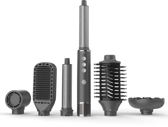 Ace & Taylor AirStyler Pro 6-in-1 - Föhnborstel, Krultang, Stijltang & Thermal Brush - Ionentechnologie - Grijs (MS230)