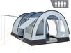 CampFeu Tente TunnelX pour 4 personnes, grise/bleue, tente tunnel avec 3 entrées, colonne d'eau de 5000 mm