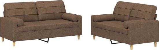 vidaXL 2-delige Loungeset met kussens stof bruin