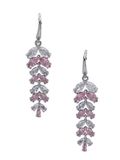 AVANT-GARDE PARIS Oorbellen - Elegante Dangle - Bladvorm - Rhodium Plated - 5.7 cm - Kristal Detail