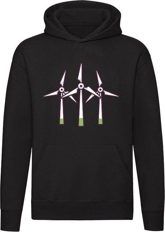 Windmolen Hoodie Zwart 2XL Unisex Trui Katoen