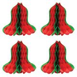 Beistle Honingraat tissuepapier klokken 4 stuks kerstdecoraties winter feestbenodigdheden, 30,5 cm, rood/groen