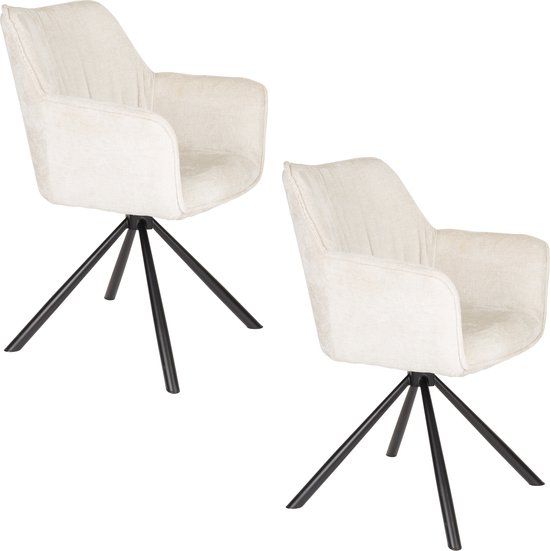 Housecraft Living Kodak Eetkamerstoelen Armleuning Beige - Set van 2